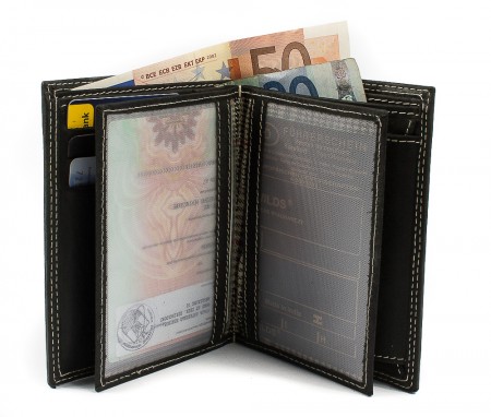 Herren Leder Geldbeutel Brieftasche unter 10 Euro in Schwarz