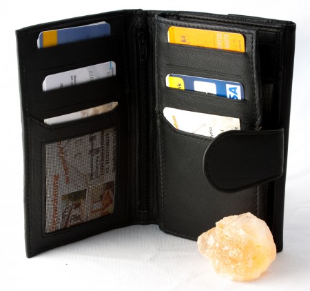 Damen Leder Geldbörse Geldbeutel Brieftasche in Schwarz 105 OVP