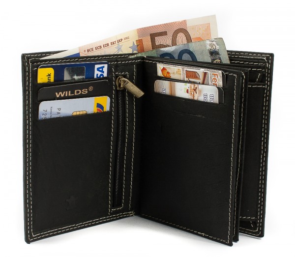 Herren Leder Geldbeutel Brieftasche unter 10 Euro in Schwarz
